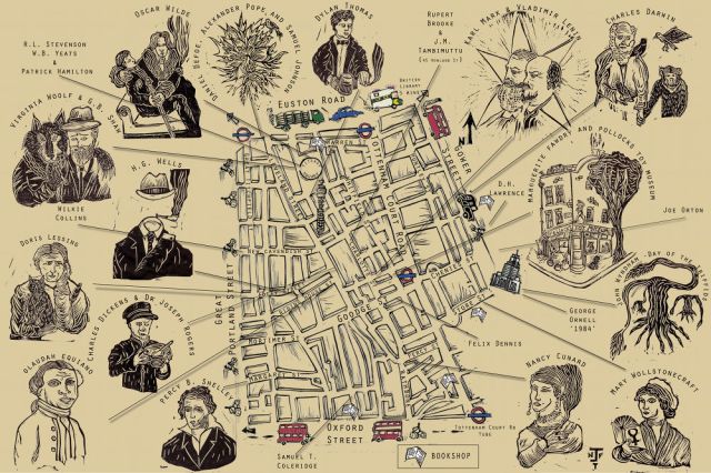 Hand-drawn map of Fitzrovia.